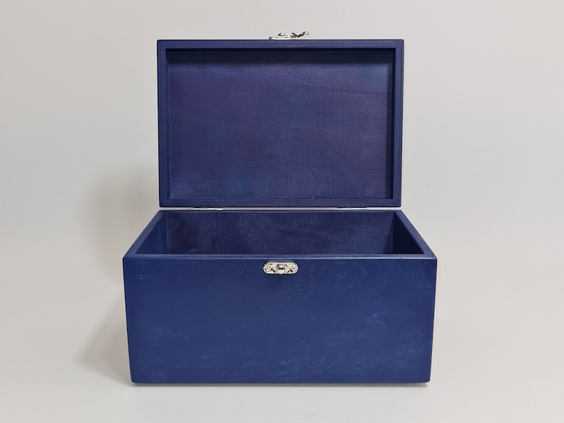 Dark Blue Wooden Box / Gift Box / Keepsake Box / Storage Box 9.05 x 5.90 x 4.72 inch image 2