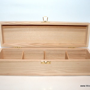 Wooden Tea Box / 4 Compartments Box / Keepsake Box / Jewelry  Box / Ash Wood Box / Eco Gift / Personalized Box Option / Tea Organizer