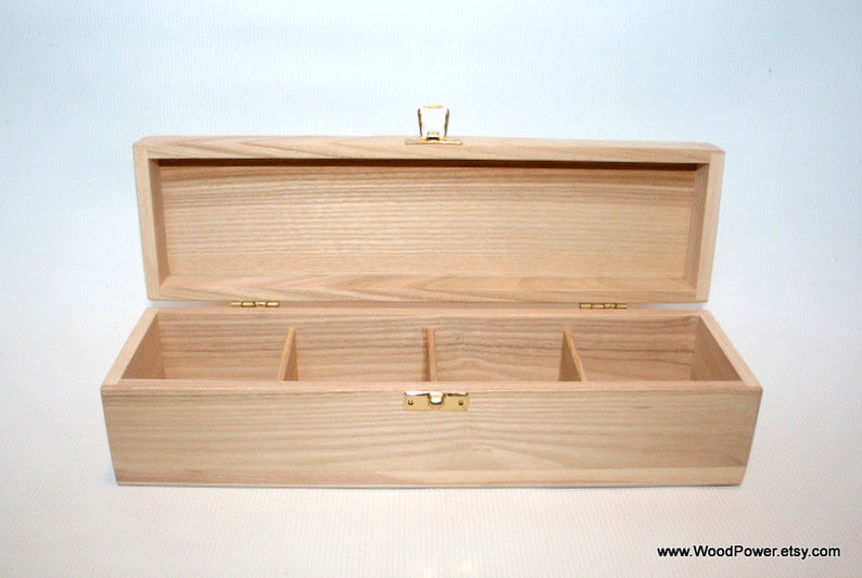 Wooden Tea Box / 4 Compartments Box / Keepsake Box / Jewelry Etsy