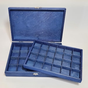 Collection_ Display Box / 48 Compartment Box / Blue Collection Box with Removable Layer / Multiple Compartment Box / Jewelry Box