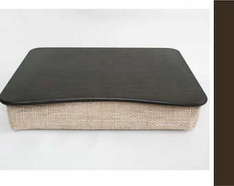 Dark Brown Wooden Laptop Bed Tray: Pillow Cushion