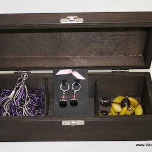 Dark Brown Jewelry Box / 3 Compartments Box / Wooden Tea Box / Keepsake Box / Jewelry Box / Tea Organization Box / Personalized Box