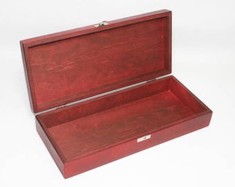 赤い木箱 - 12.6 x 5.12 x 2.36インチ - 記念品箱 - 収納箱 - ギフト