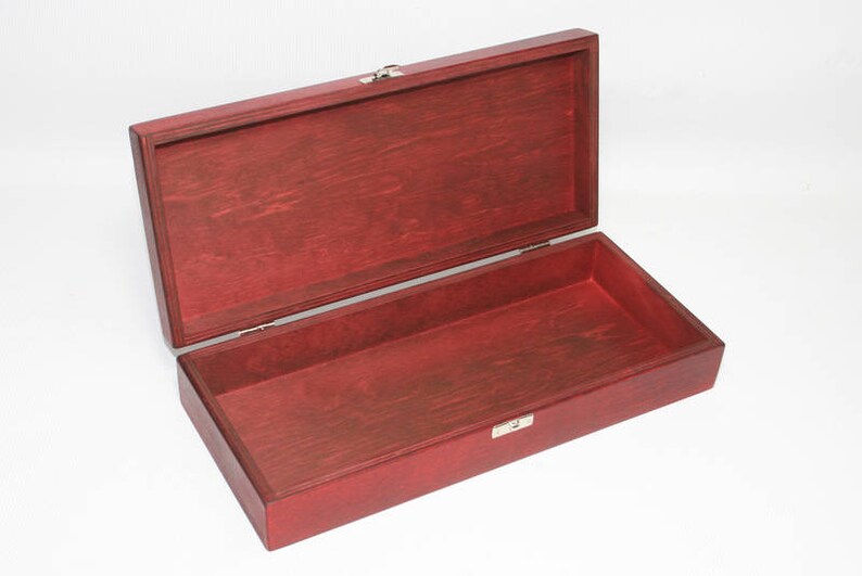 Boîte en bois rouge 12,6 x 5,12 x 2,36 pouces Boîte souvenir Boîte de rangement Coffret cadeau Boîte peinte en rouge Coffret cadeau Boîte de faveur Boîte en bois image 3