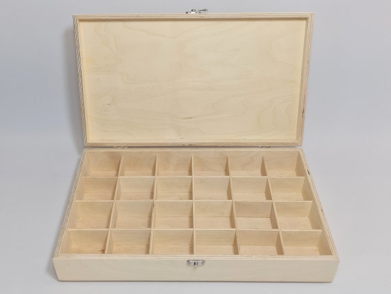 DIY 24 Compartments Wooden Tea Box / Tea Organizer / Personalized Box  Option 