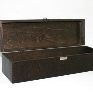 Wooden Wine Bottle Box / Dark Brown Box / Keepsake Box / Wine Box / Wine Gift Box 13.78 x 3.74 x 3.74 inch