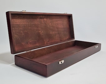 Dark Red Stained Plywood Keepsake Box: Wooden Gift Box