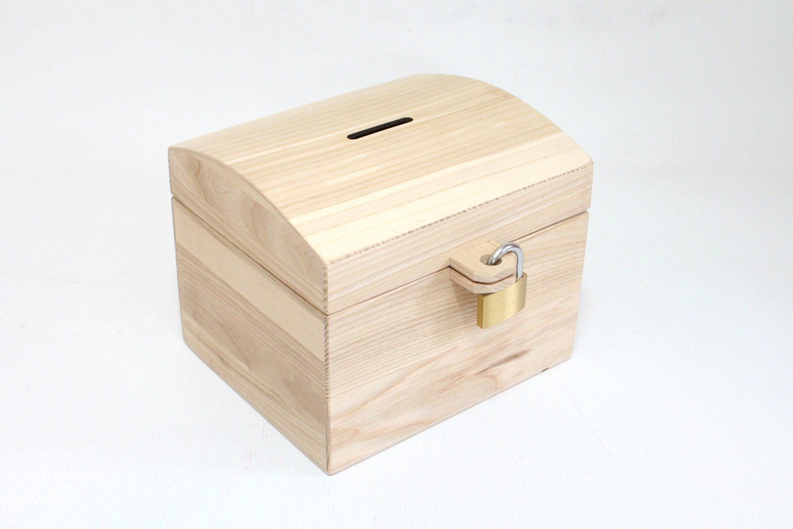 Wooden Money Box with Padlock / Ash Wood Chest / Wooden Etsy