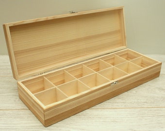 Large Collection Box / 12 Compartments Ash Wood Box / Wooden Storage Box / Wooden Keepsake Box / Jewelry Box / Natural Box / Eco Gift