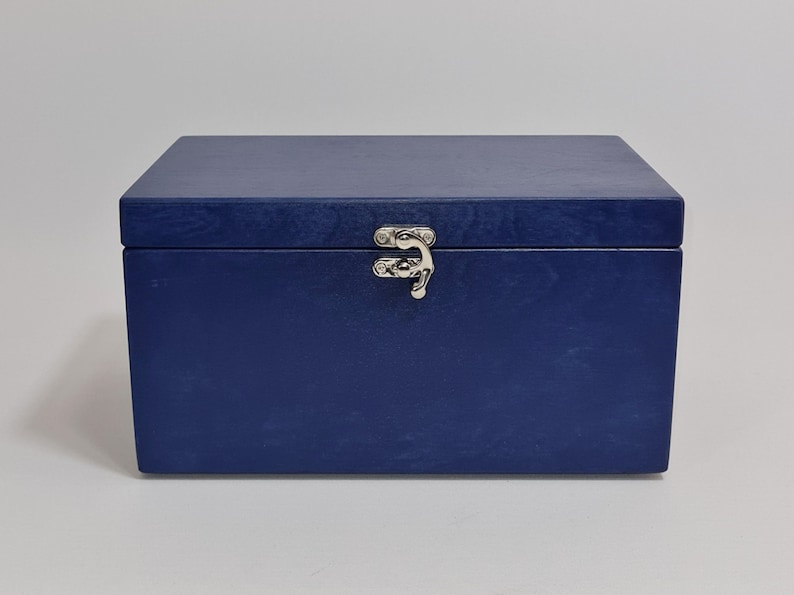 Dark Blue Wooden Box / Gift Box / Keepsake Box / Storage Box 9.05 x 5.90 x 4.72 inch image 3