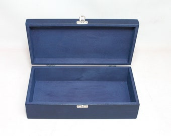 Dark Blue Wooden Gift Box: Stained Plywood, Groomsman Favor