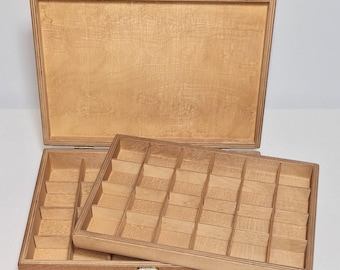 48 Compartment Wooden Collection Box: Jewelry & Collectibles Storage