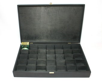 35 Compartments Black Wooden Tea Box / Tea Organizer / Personalized Box Option