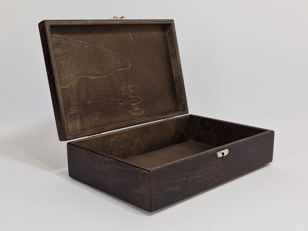 Dark Brown Wooden Gift Box / Keepsake Box / Jewelry Box / Storage Box