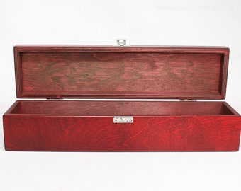 Boîte en bois rouge / 14 x 3 x 3 pouces / Boîte souvenir / Boîte de rangement / Coffret cadeau / Boîte cadeau rouge