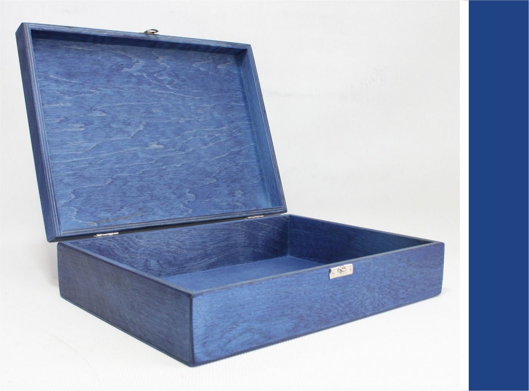 Wooden A4 Size Box / Blue Wooden Box / A4 Size Storage Box / 12 X 8.66
