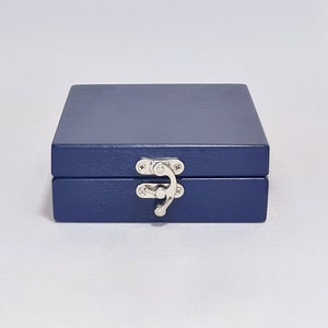 Small Gift Box / Keepsake Box / Dark Blue Box 4.13 x 5.31 x 1.37 inch / Small Wooden Box / Little Box / Small Gift Box / Favor Box image 4