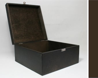 Caja de madera / 10x10x5 pulgadas / Caja de almacenamiento / Caja marrón oscuro / Caja de regalo / Caja de madera contrachapada / Caja personalizada