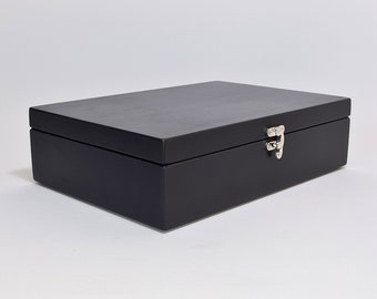 Black Box / zwarte houten Keepsake Box / houten juwelendoos / houten opbergdoos / zwarte houten doos 11 x 7,67 x 2,95 inch / zwarte geschenkdoos