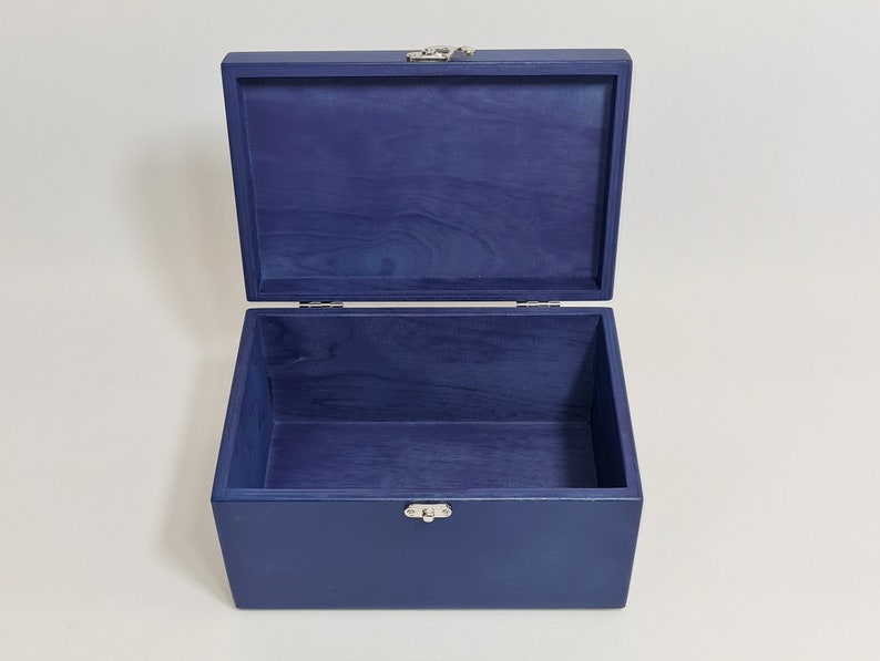 Dark Blue Wooden Box / Gift Box / Keepsake Box / Storage Box 9.05 x 5.90 x 4.72 inch image 5