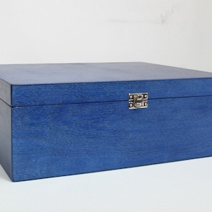 Caja de madera azul / Caja de regalo grande / Caja de almacenamiento grande / Caja de almacenamiento azul / Caja para baby shower 13,77 x 9,84 x 5,50 pulgadas