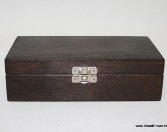 Small Stained Wooden Keepsake Box (6.70 x 3.15 x 1.95 inch)