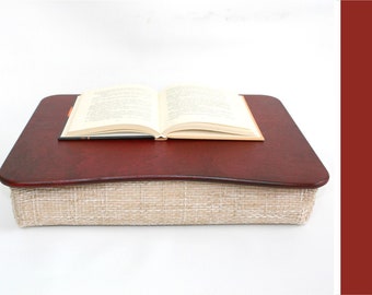 Red Wooden Laptop Bed Tray: Breakfast Serving Pillow Table
