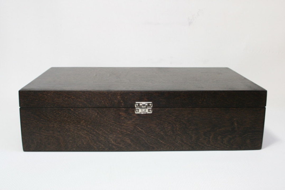 Wooden Gift Box / Black Box / Keepsake Box / Black Storage Box 17.71 X 5.90  X 2.16 Inch / Knife Storage Box / Knife Gift Box / Large Box 