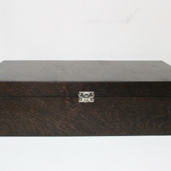 Large Storage Box / Big Wooden Box / Wooden Gift and Keepsake Box / Dark Brown Box 16.53 x 9.45 x 4.33 inch