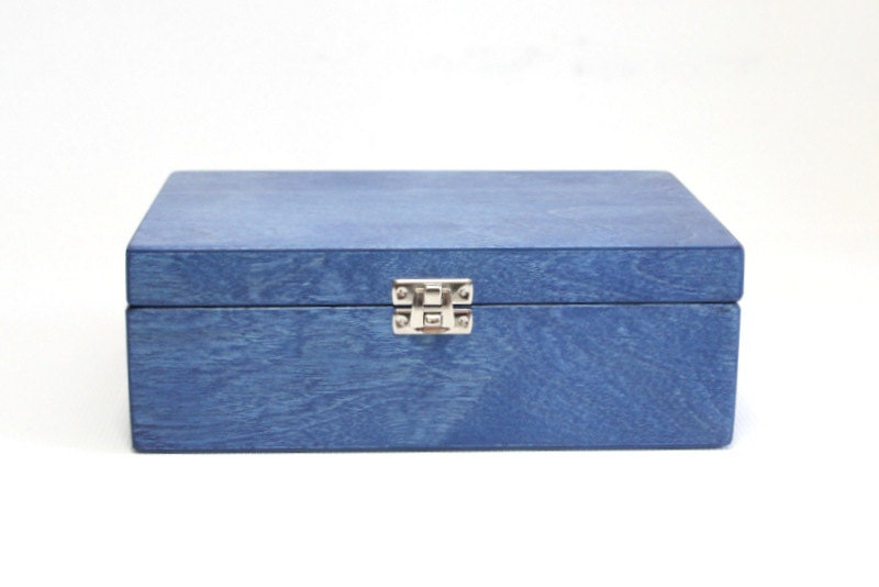 Blue Compartment Box / 6 Compartment Box / Wooden Keepsake Box | Etsy