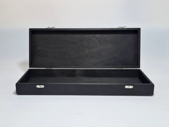 Wooden Gift Box / Black Box / Keepsake Box / Black Storage Box 17.71 X 5.90  X 2.16 Inch / Knife Storage Box / Knife Gift Box / Large Box 