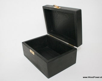 Black Wooden Gift and Keepsake Box / 6 x 4 x 3 inch / Black Storage Box / Black Gift Box / Black Urn / Dark Wood Box / Favor Box/ Wood Box