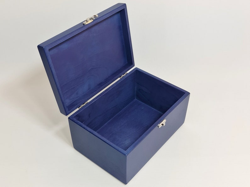 Dark Blue Wooden Box / Gift Box / Keepsake Box / Storage Box 9.05 x 5.90 x 4.72 inch image 6