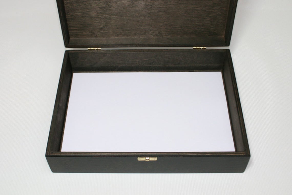 Wooden A4 Size Box / Dark Brown Wooden Box / A4 Size Storage Etsy