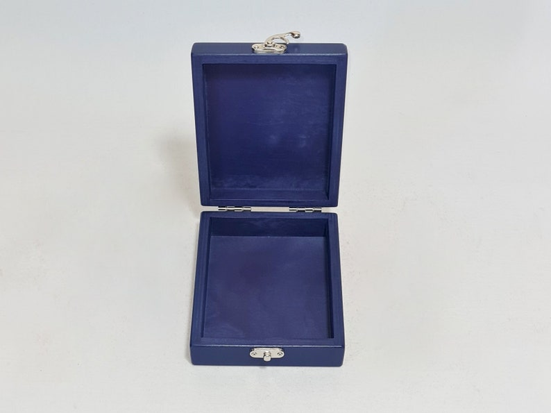 Small Gift Box / Keepsake Box / Dark Blue Box 4.13 x 5.31 x 1.37 inch / Small Wooden Box / Little Box / Small Gift Box / Favor Box image 2