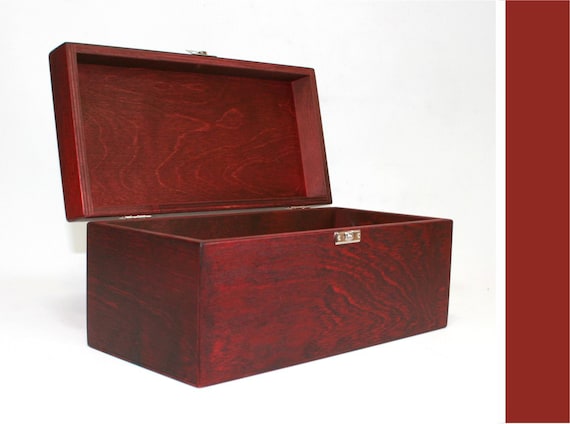 赤い高級木製ギフトボックス 赤い木箱 / 10x5x5インチ / 収納ボックス / 赤い箱 / ギフトボックス