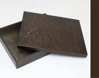 ダークブラウンの蓋付き木箱：A4書類収納 - Etsy 日本