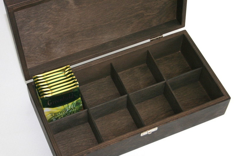 Wooden Tea Box / Jewelry Box / 8 Compartments Box / Wooden Etsy