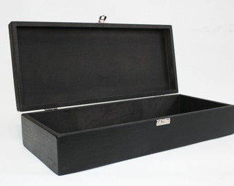 Boîte à souvenirs en bois noir/boîte de rangement/boîte cadeau 14,17 x 5,70 x 2,95 pouces