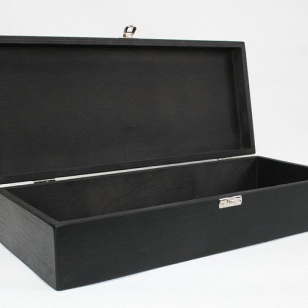 Black Wooden Keepsake Box / Storage Box / Gift Set Box  14.17 x 5.70 x 2.95 inch