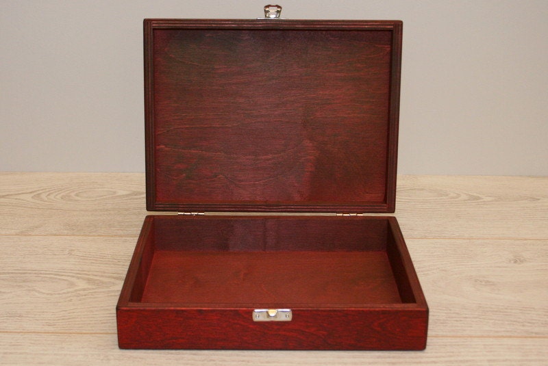 赤色染色木製記念品箱（8.66 x 6.50 x 2.16インチ） - Etsy 日本