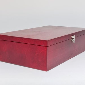 Large Storage Box / Big Wooden Box / Wooden Gift and Keepsake Box / Red Box 16.53 x 9.45 x 4.33 inch