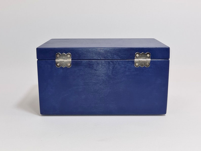 Dark Blue Wooden Box / Gift Box / Keepsake Box / Storage Box 9.05 x 5.90 x 4.72 inch image 8