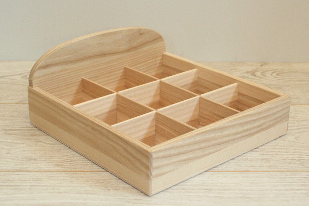 9 Open Compartments Wooden Tea Box / Ash Wood Box / Box With Etsy