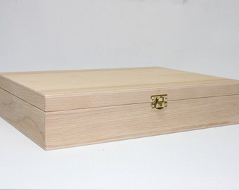 Wooden Gift Box / Groomsmen Gift / Keepsake Box / Ash Wood Box / Natural Box 13 x 9 x 2.50 inch / Natural Wood Box / Eco Gift / Eco Box