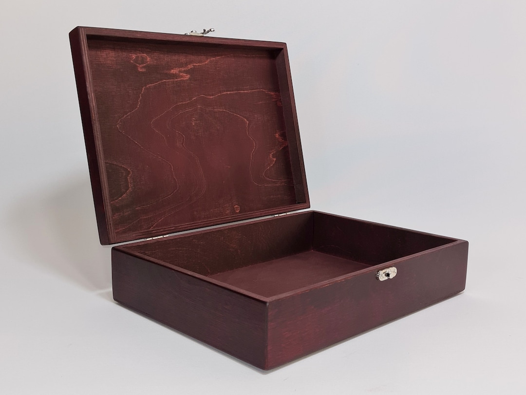 Wooden A4 Size Box / Dark Red Wooden Box / A4 Size Storage Box / 12 X 8