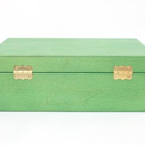 Wooden Tea Box / 6 Compartments Box / Wooden Keepsake Box / Jewelry Box / Green Box / Plywood Box / Tea Organizer image 4