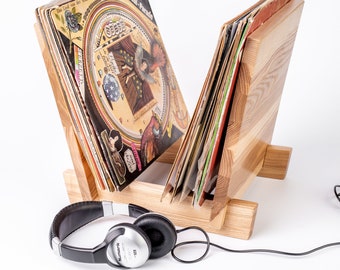 Ash Wood LP Record Stand: Vinyl Holder Display