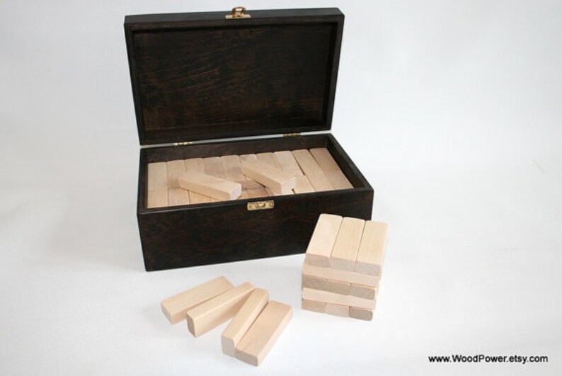 Set of 100 Blocks in Dark Brown Wooden Box EXPRESS shipping Wedding Guest Book Wedding Block Tower