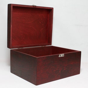 Wooden Keepsake Box / 9 x 7 x 5 inch / Dark Red Box